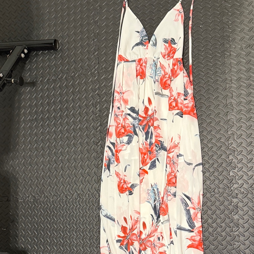 SHEIN White and Red Floral Maxi Dress